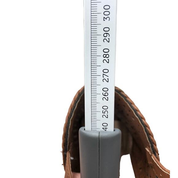 Brown Perforated Braided Peep Toe Block Heel Western Singback Sandals 7.5 - Picture 11 of 12